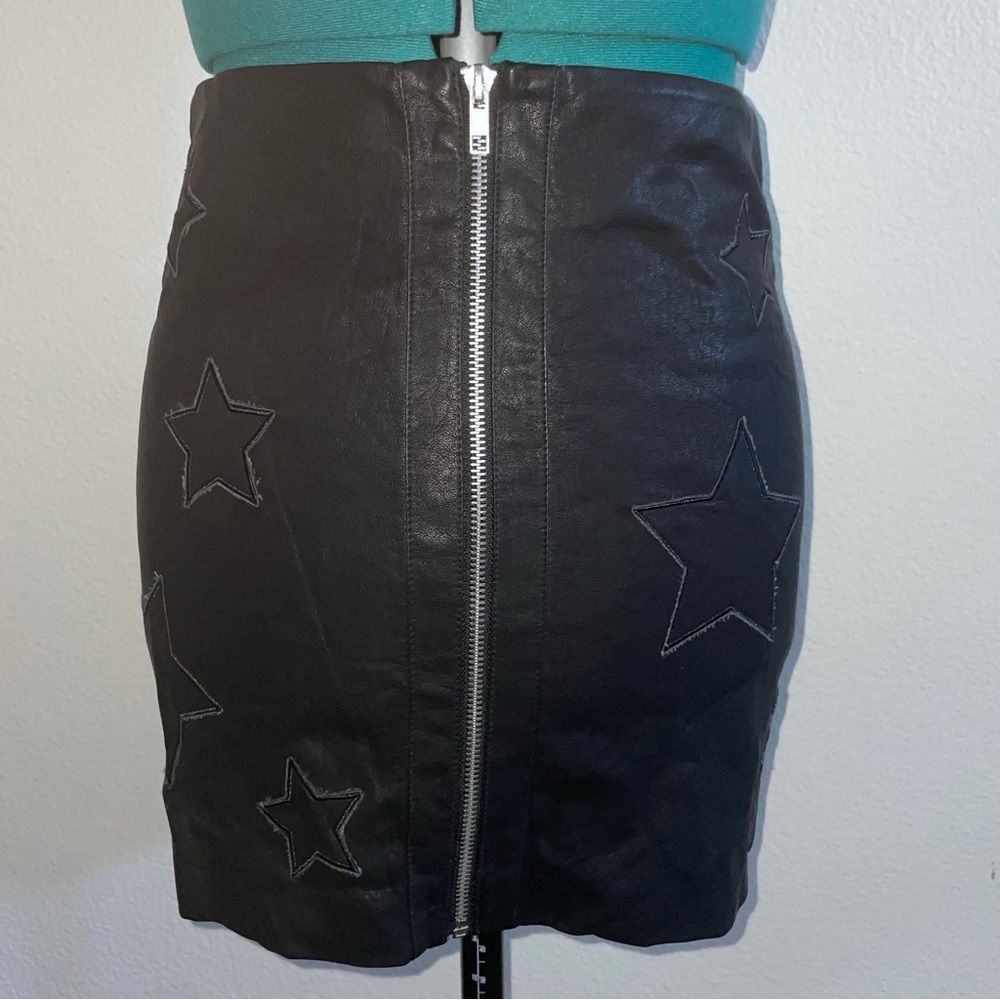 Faux Leather Skirt with Star Embellishments Size S
